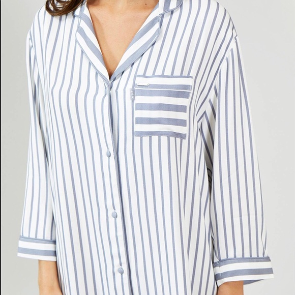 Boyfriend Stripe Nightshirt Gray and Ecru - Picture 5 of 5